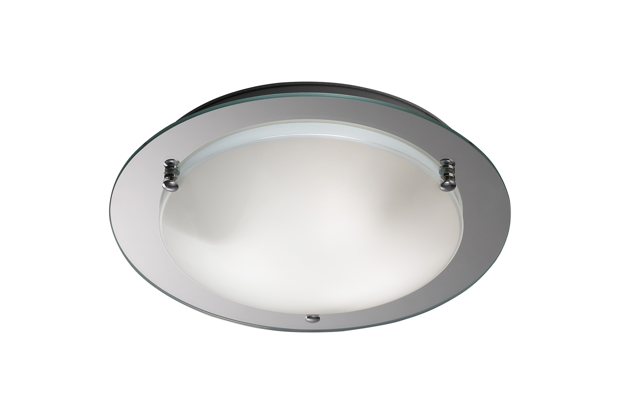 D0053  Brooklyn Glass Flush Ceiling 45cm 3 Light Polished Chrome